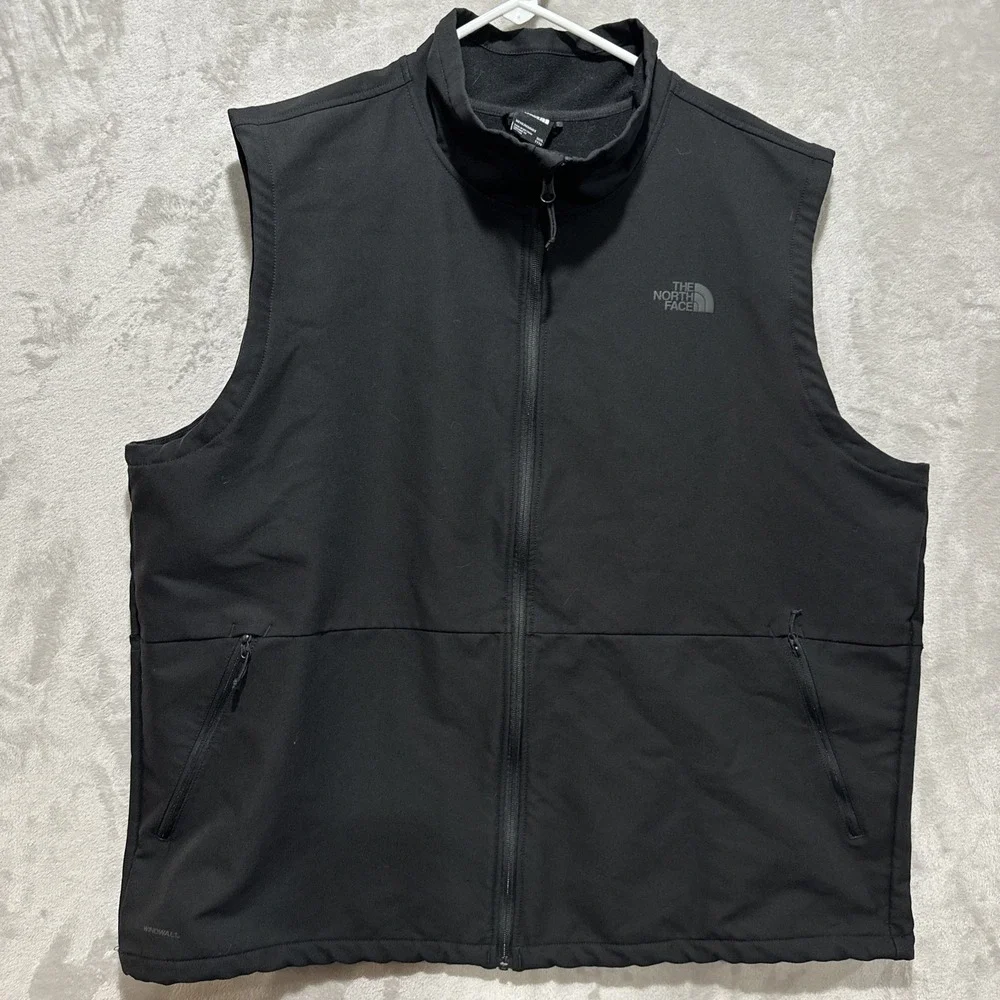 The North Face Men's Vest Size 3XL Black Full Zip Windwall Fleece Zipped Pocket